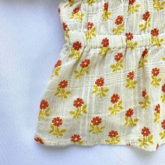 MADEWELL SOPHIA IVORY WHITE FLORAL GAUZE TOP IN WILD CALENDULA BLOCK PRINT - M - Picture 13 of 13